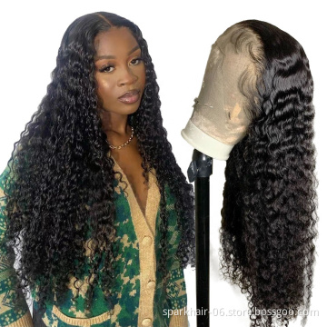 China Natural Color Long Swiss Lace Straight Hair Wig For Black Women 100% Raw Brazilian Human Hair Lace Front Wig